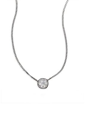 NEW Alexis Bittar Asterales Silver Solitaire C Z Necklace AU14